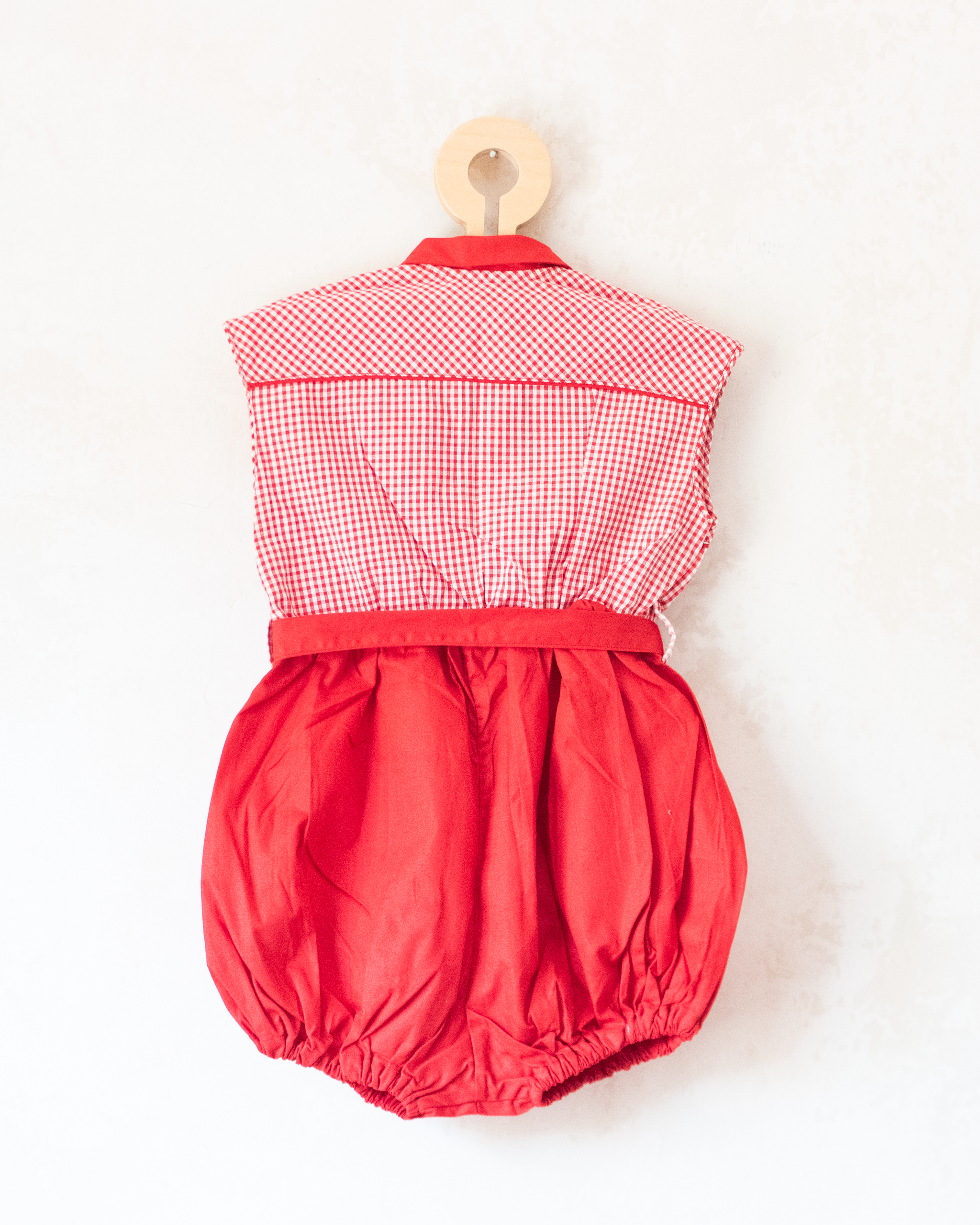 רומפר אדום מהסבנטיז עם משבצות | 2-3 שנים