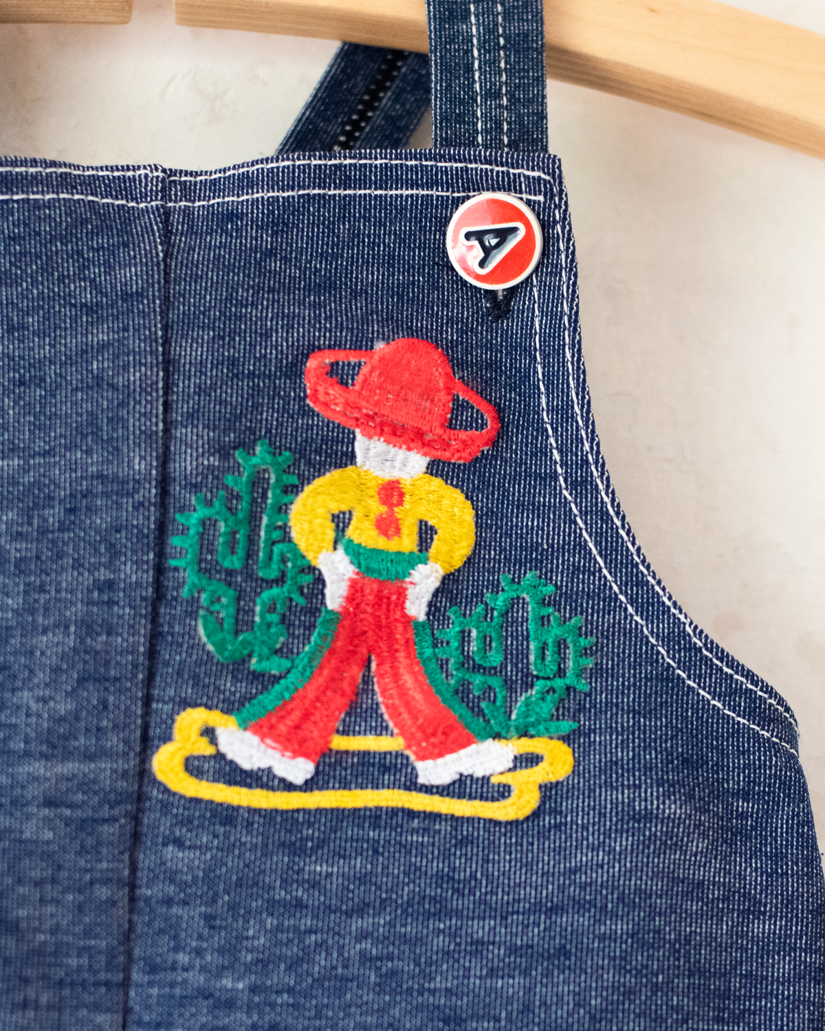 70s embroidered cowboy romper | 3-6 months
