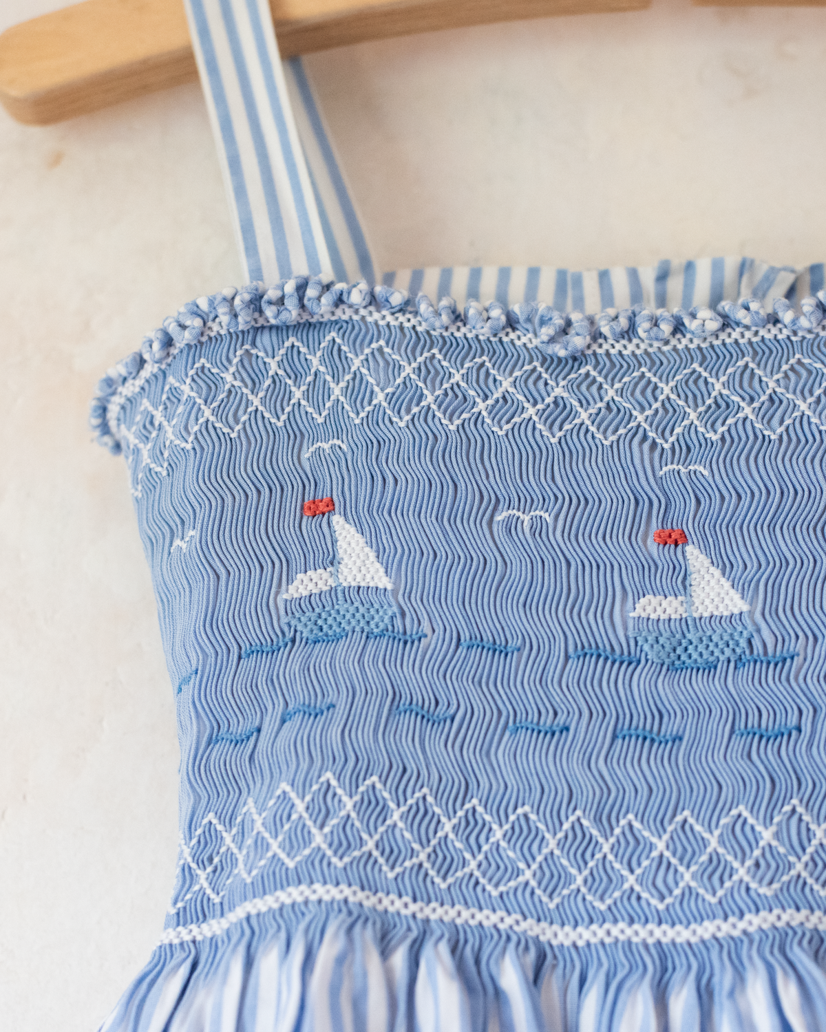 Dress with stripes and embroidered sailboats | 2-3 years