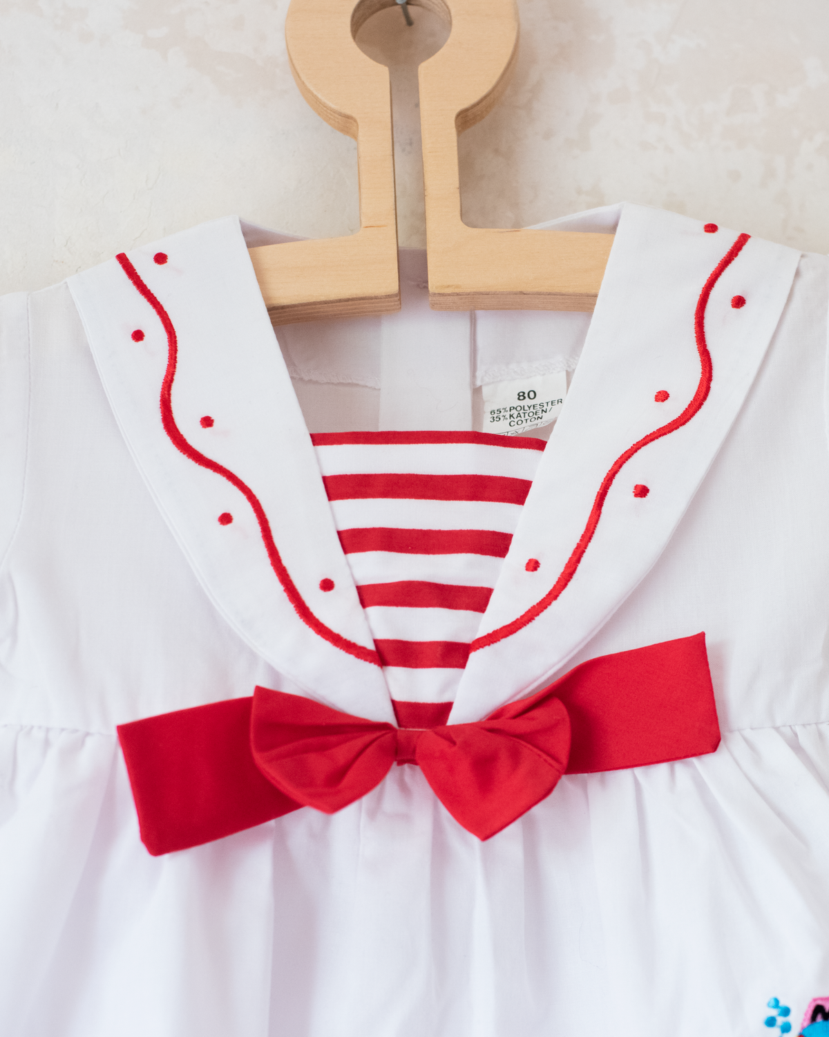 White sailor dress with embroidered fish | 9-12 months