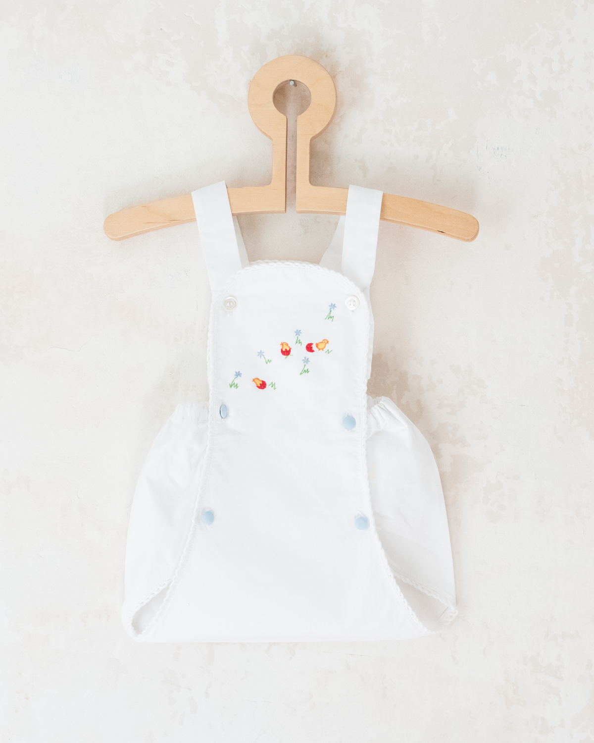White romper with embroidered birds | 3-6 months