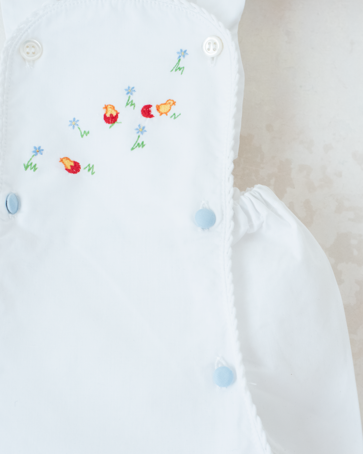 White romper with embroidered birds | 3-6 months