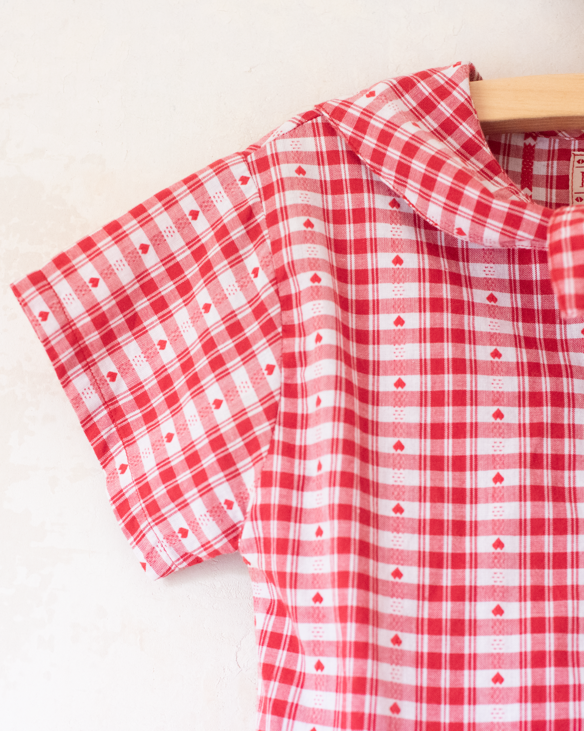 Plaid dress with hearts and a sailor collar | 9-10 years