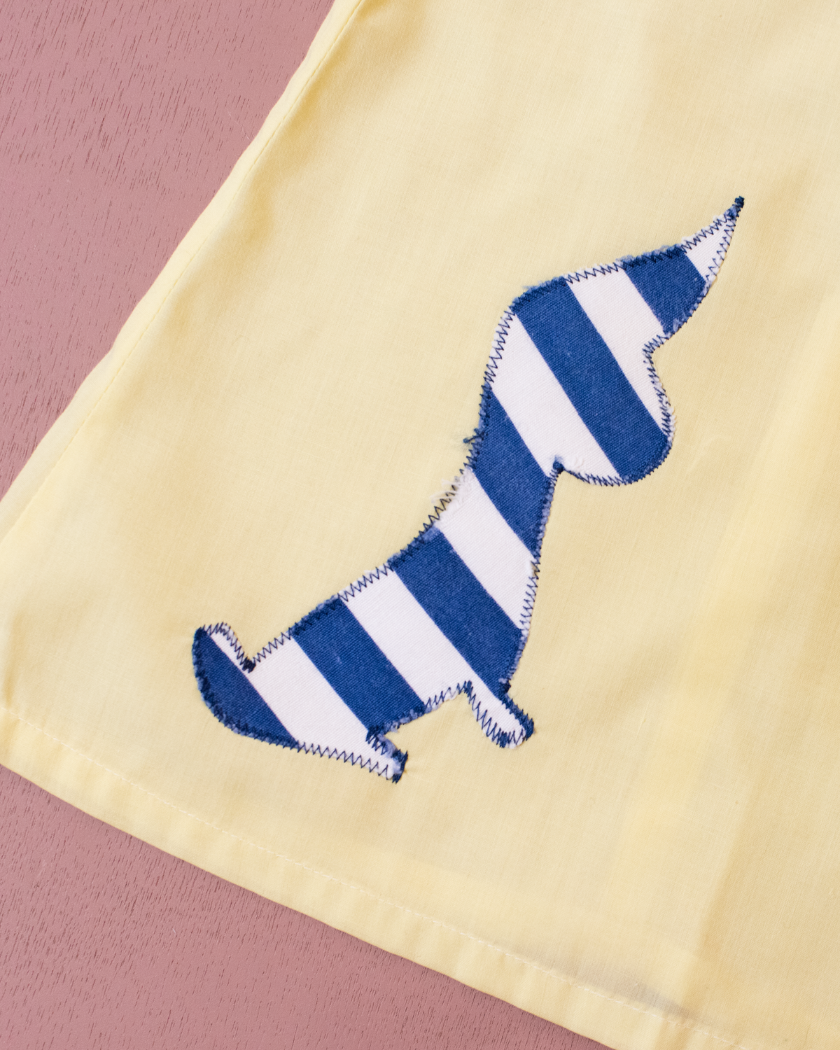 Yellow tunic with dog embroidery and stripes | 6-9 months