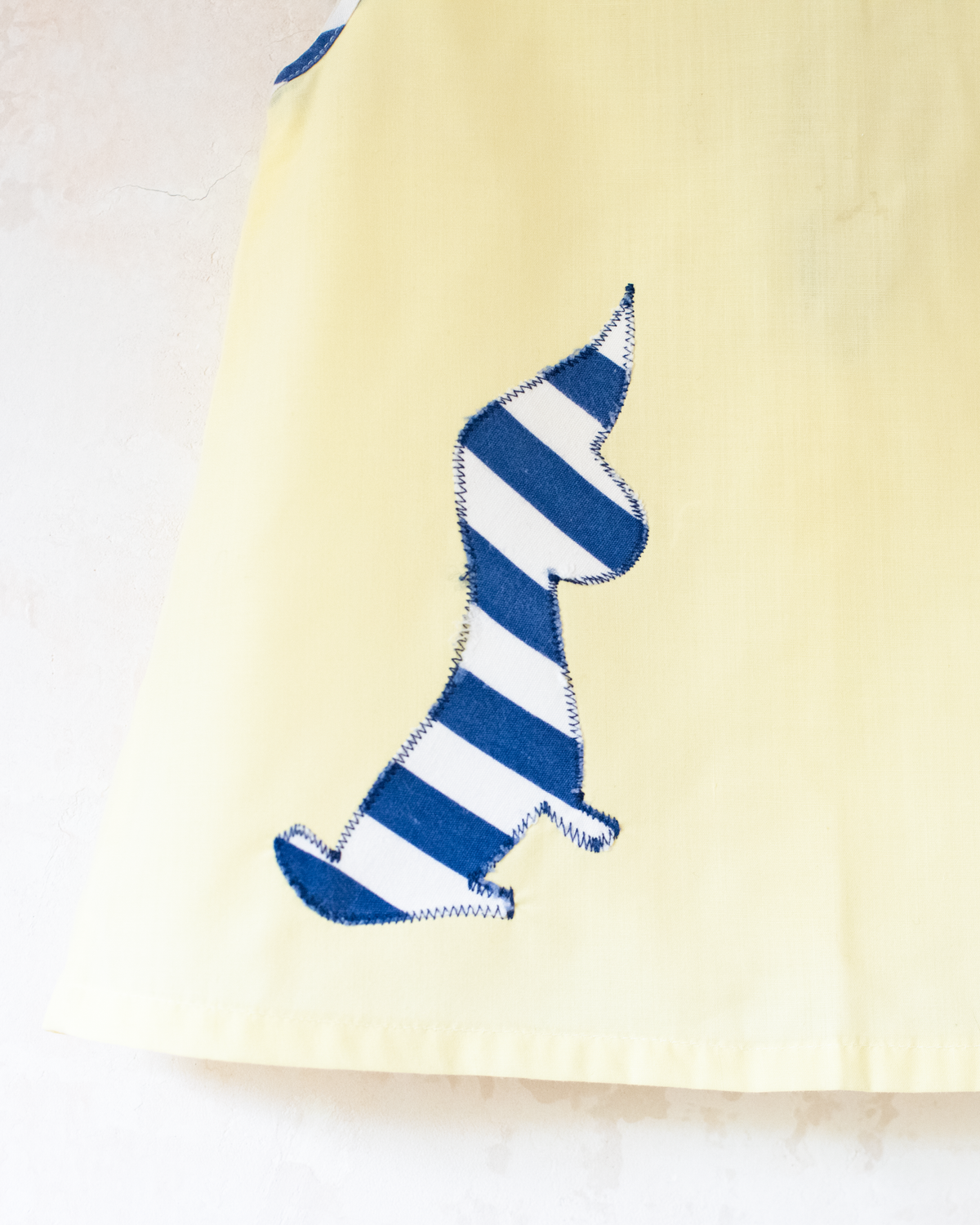 Yellow tunic with dog embroidery and stripes | 6-9 months