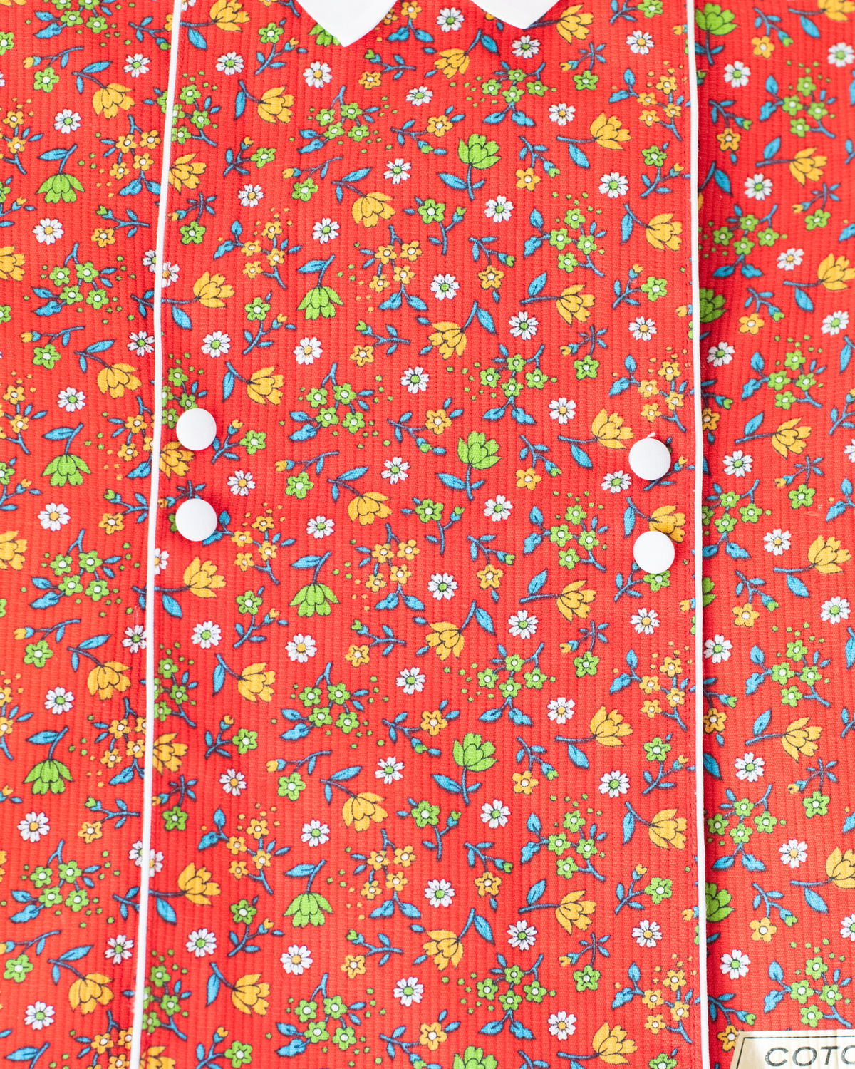 Red floral shirt with white collar | French deadstock from the 70s | 9-12 months