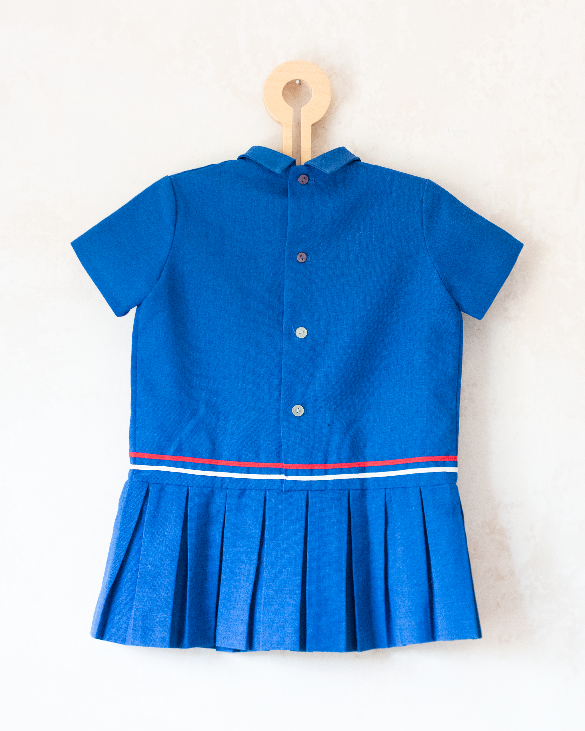 שמלה כחולה משנות ה50 עם סוסוני ים | 18-24 חודשים