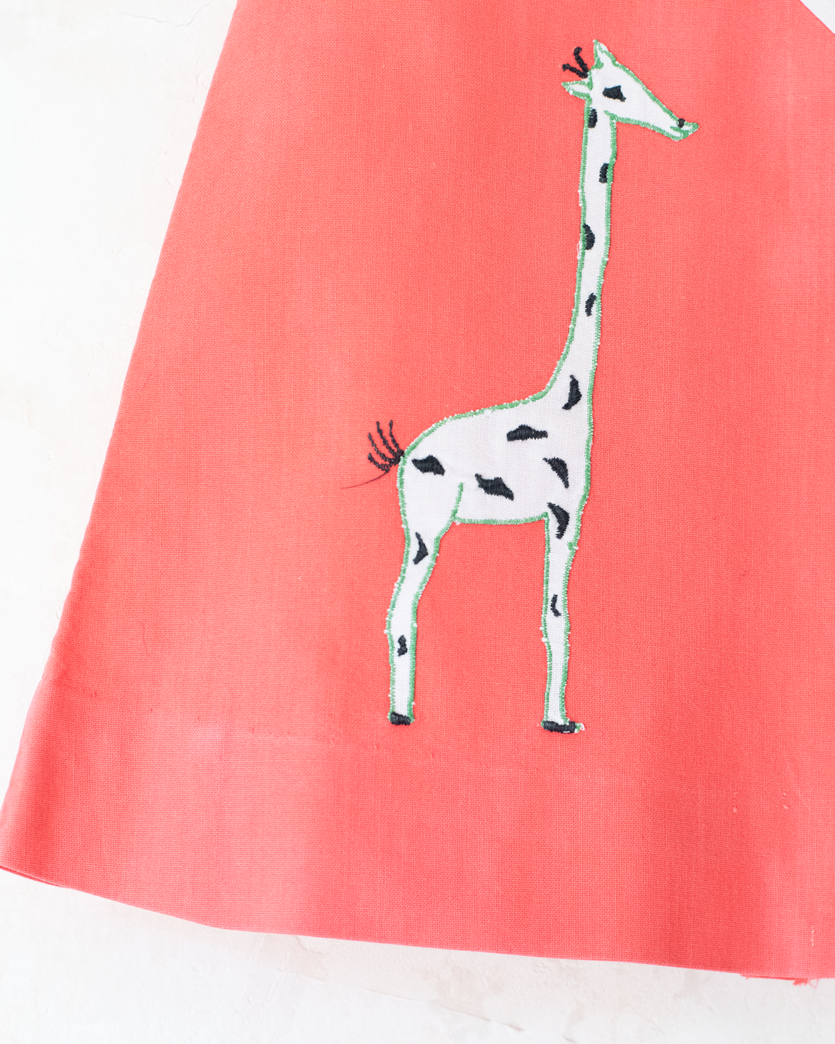 Pink and white 1950s dress with giraffe | 6-9 months