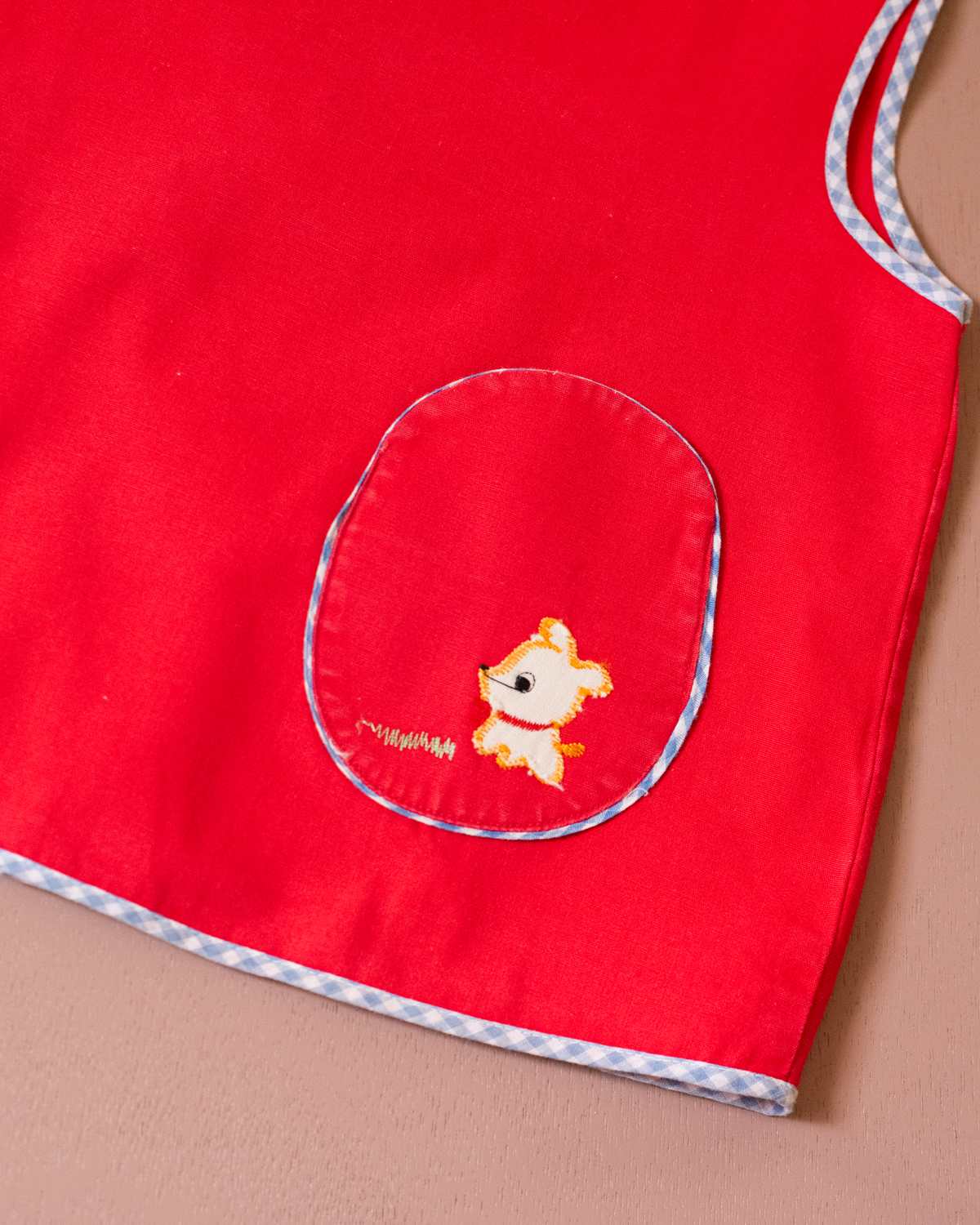Red tank top with embroidered dogs | Italian deadstock | 12-18 months