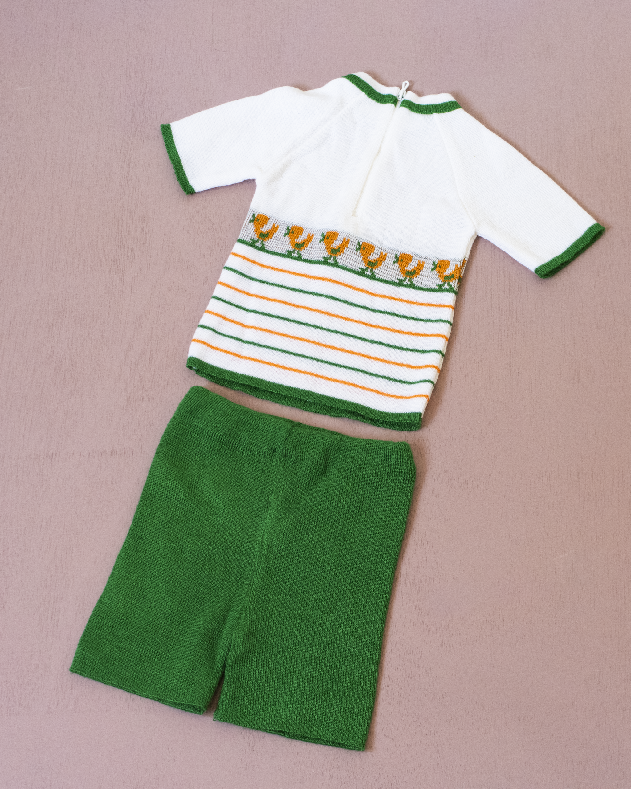 סט סרוג צרפתי עם ברווזים | 3-6 חודשים