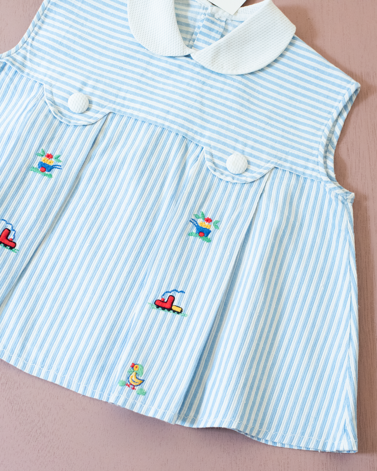 Tunic with stripes and colorful embroidery | 9-12 months