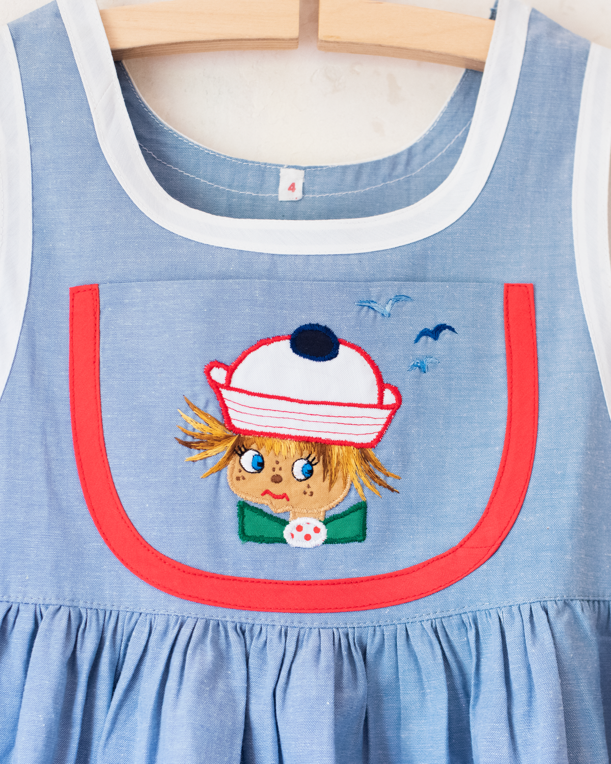 Light blue dress with salt embroidery | Deadstock from Barcelona | 5-6 years