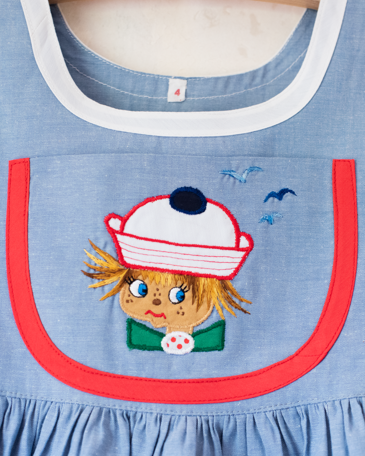 Light blue dress with salt embroidery | Deadstock from Barcelona | 5-6 years
