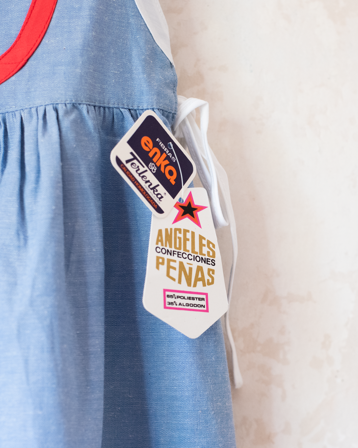 Light blue dress with salt embroidery | Deadstock from Barcelona | 5-6 years