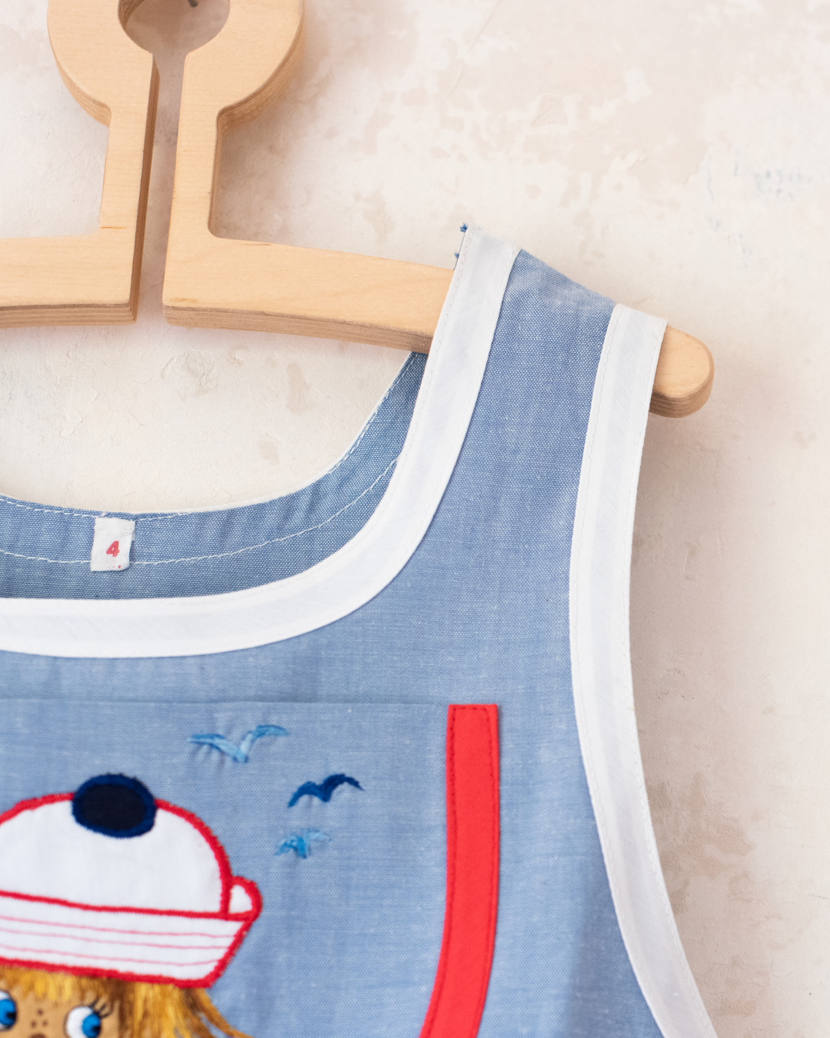 Light blue dress with salt embroidery | Deadstock from Barcelona | 5-6 years