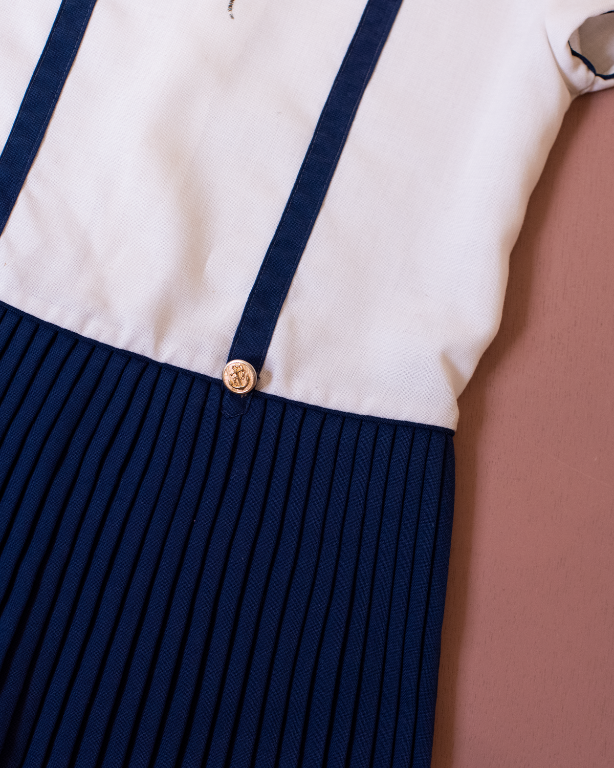 Sailor dress with anchor and fleece from the 50s | 12-18 months