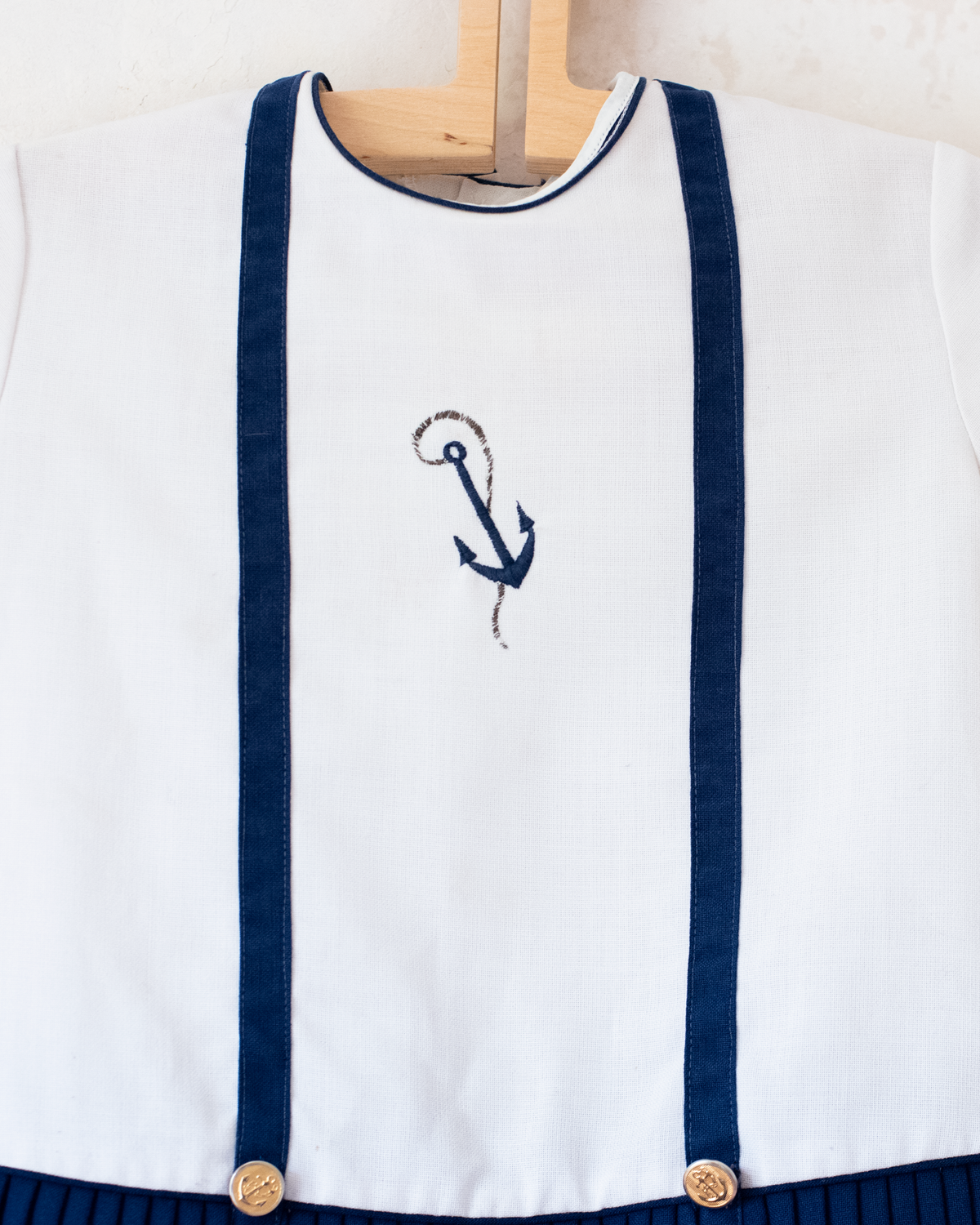 Sailor dress with anchor and fleece from the 50s | 12-18 months