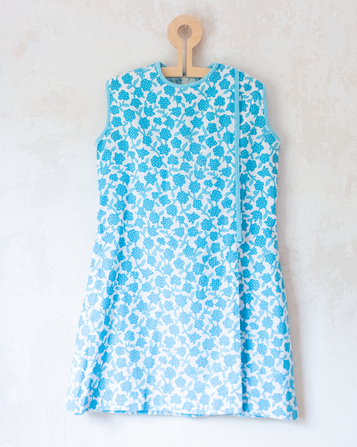 Sixties floral tunic in turquoise and white | 7-8 years