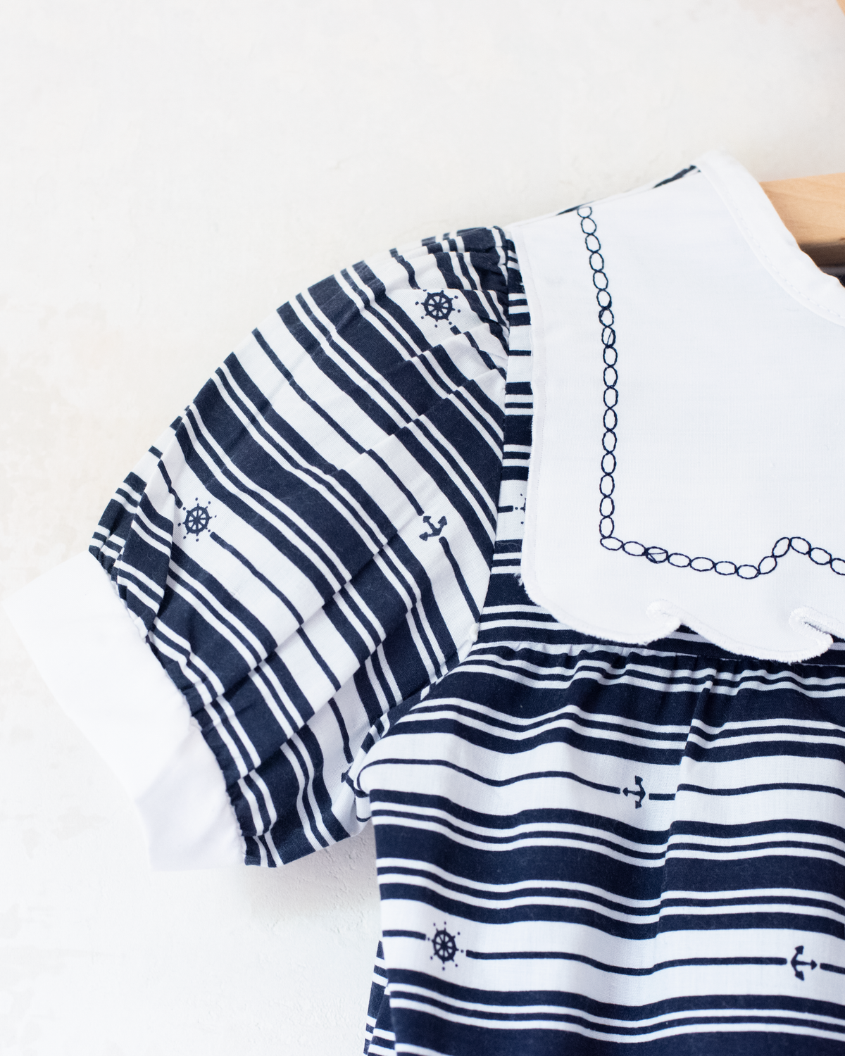 Sailor overalls with stripes and anchors | 12-18 months