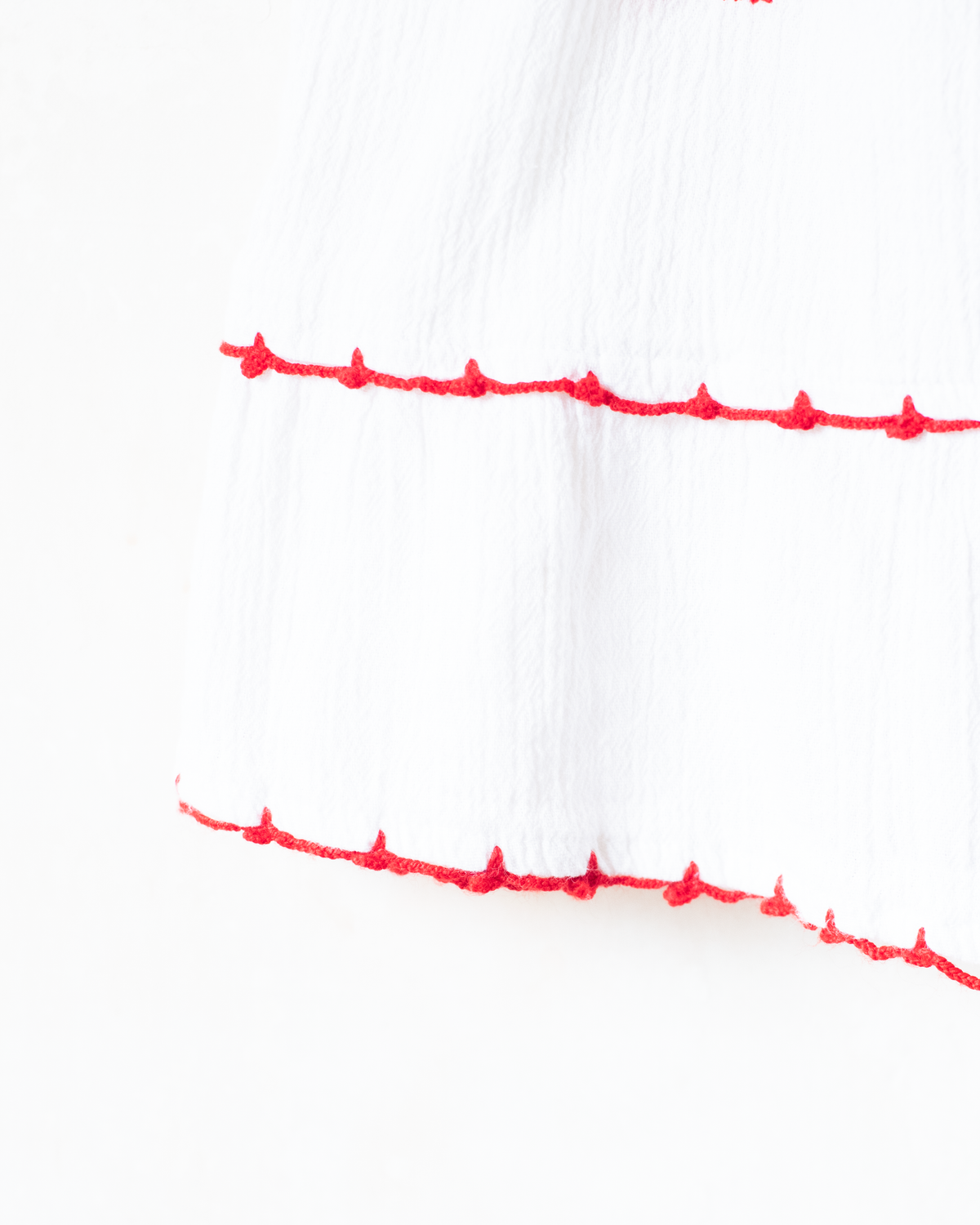 White boho dress with embroidered cherries | 5-6 years