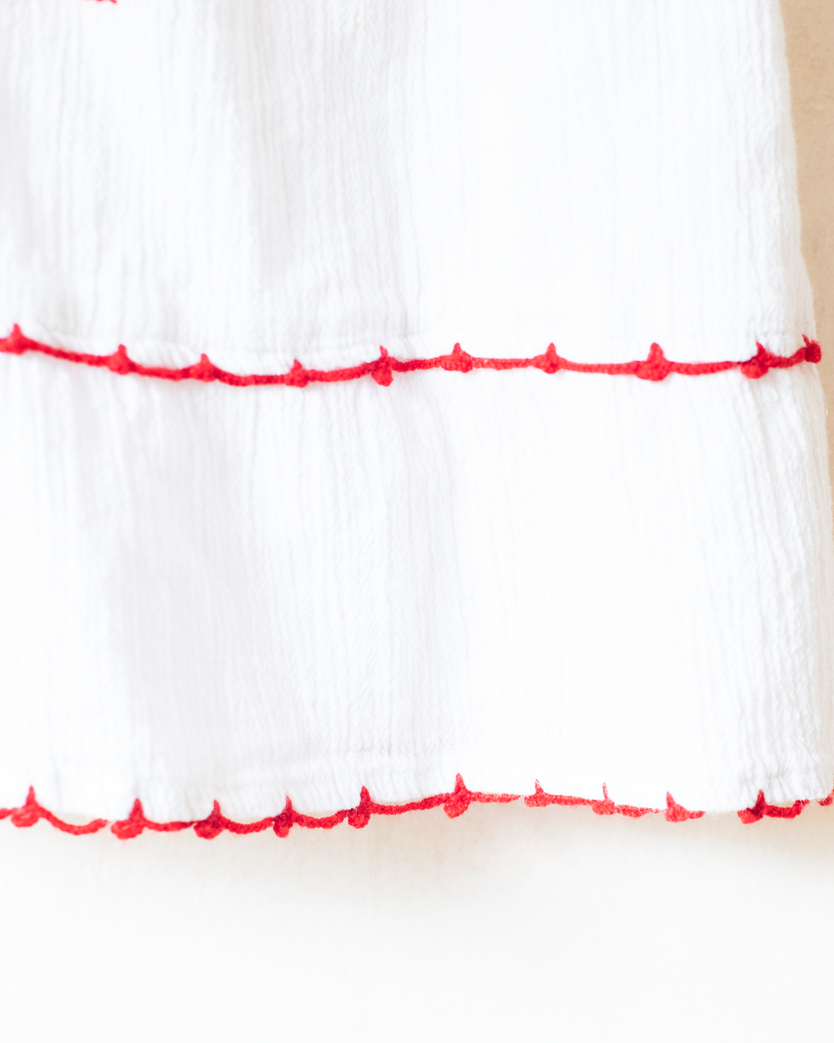 White boho dress with embroidered cherries | 5-6 years