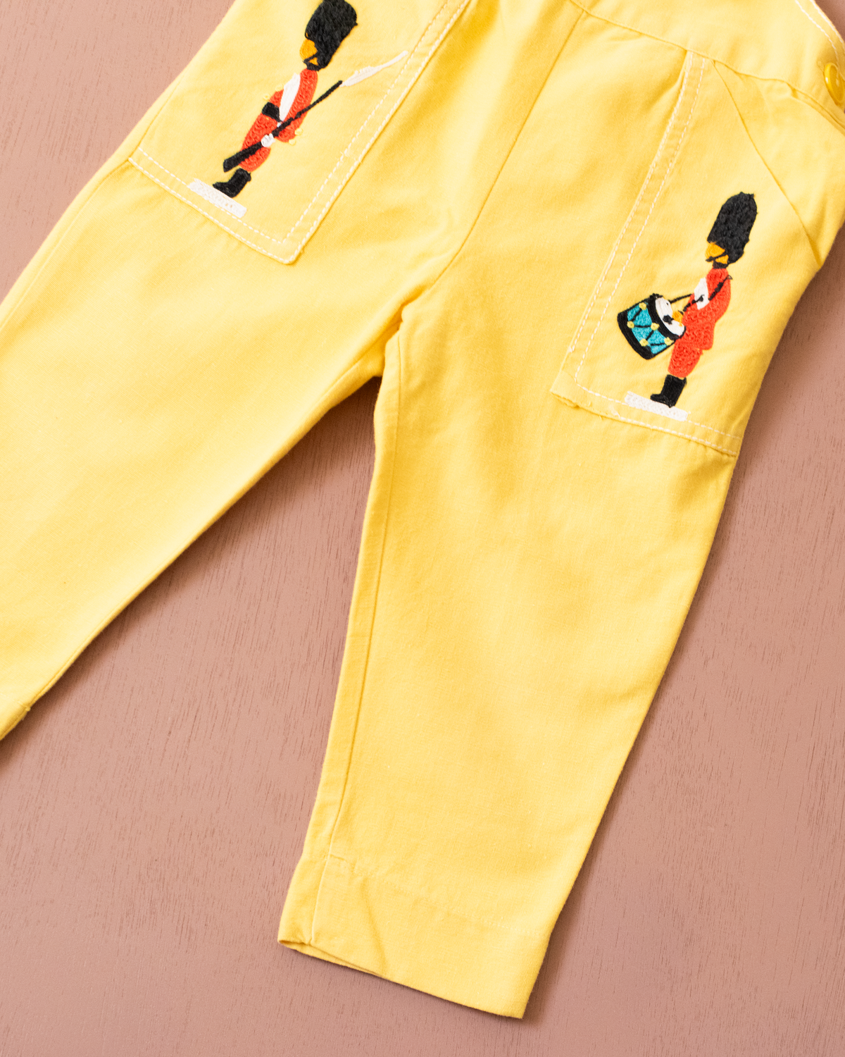 Yellow romper with Guards and drums embroidery | 12-18 months