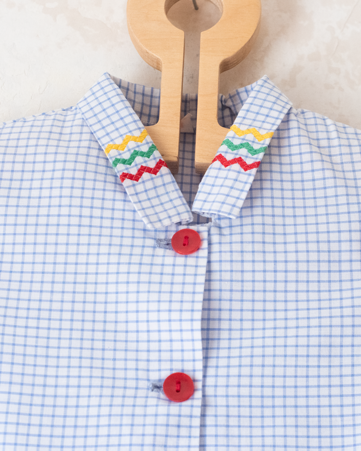 Plaid dress with colorful lace strips | 2-3 years