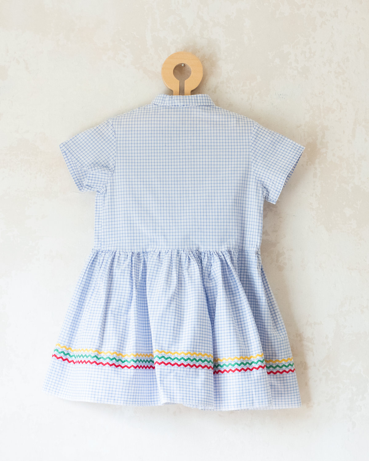 Plaid dress with colorful lace strips | 2-3 years