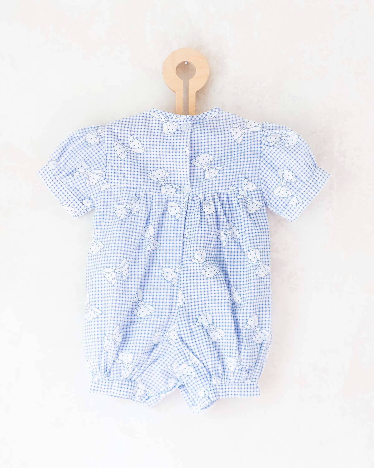 Overalls with plaid, bow ties and embroidered collar | 9-12 months