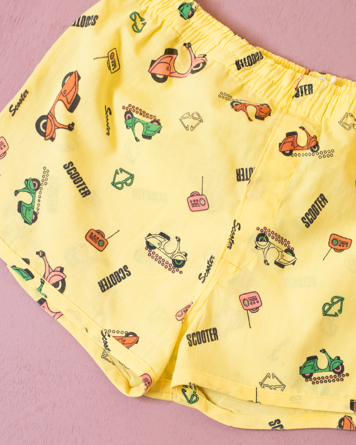 Yellow shorts with Vespa prints | Dead stock from the nineties | 7-8 years