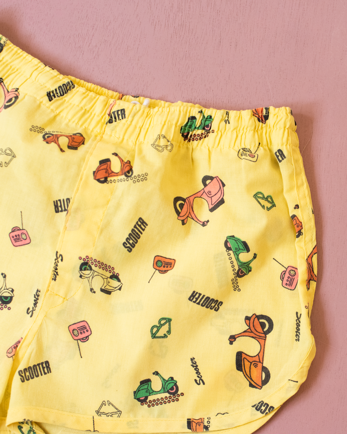 Yellow shorts with Vespa prints | Dead stock from the nineties | 7-8 years
