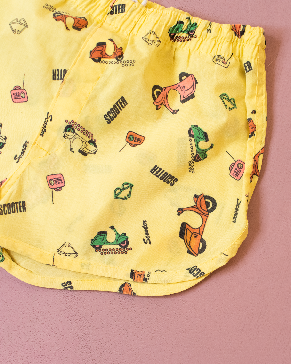 Yellow shorts with Vespa prints | Dead stock from the nineties | 7-8 years