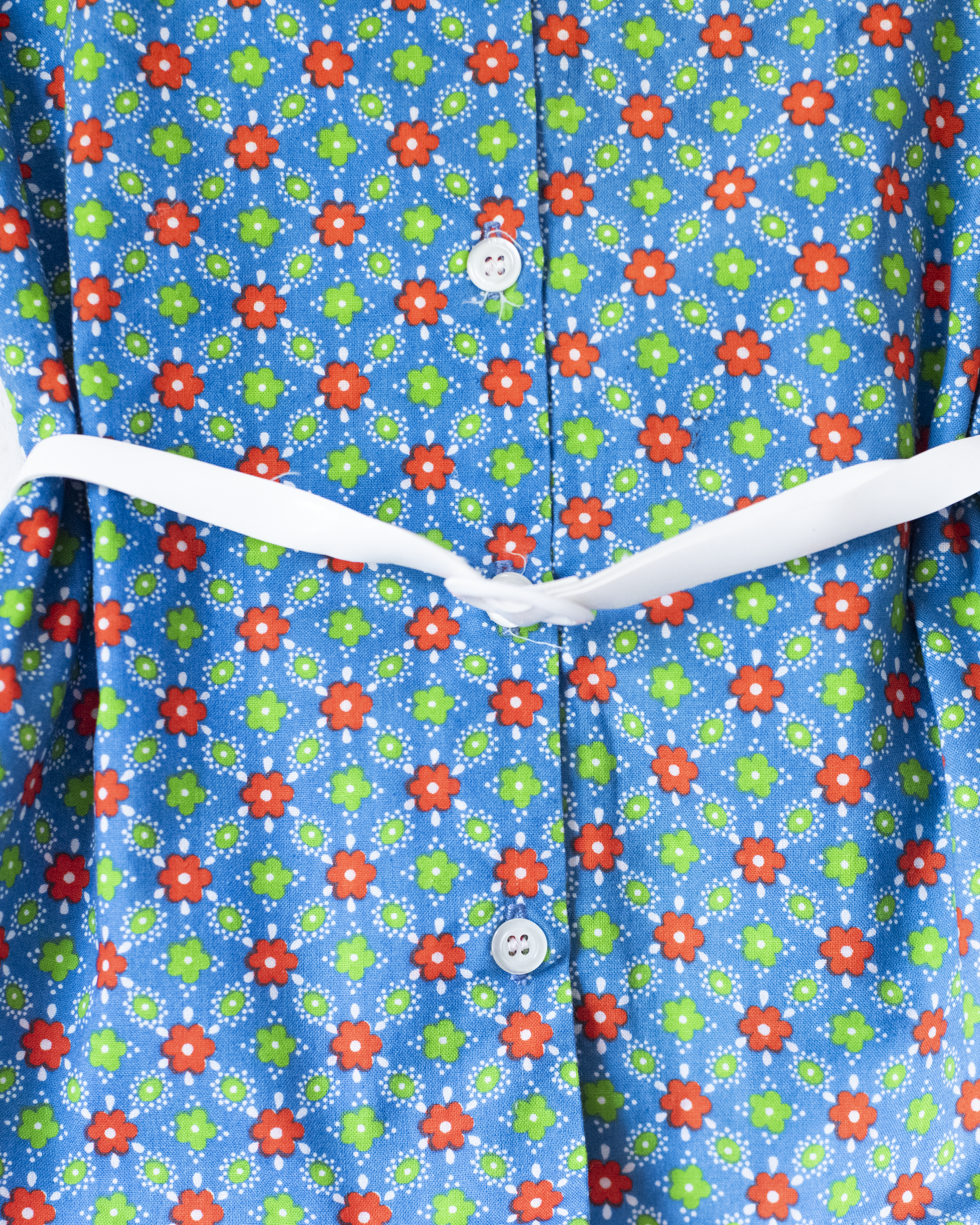 חולצה פרחונית מהסבנטיז עם חגורה | דד סטוק צרפתי | 6-7 שנים