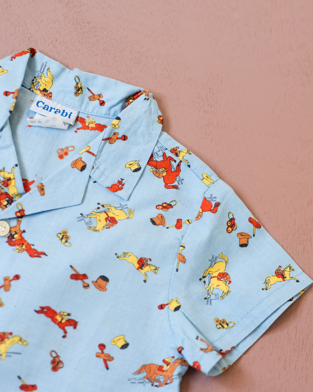 Sky blue button-down shirt with cowboy prints | 18-24 months