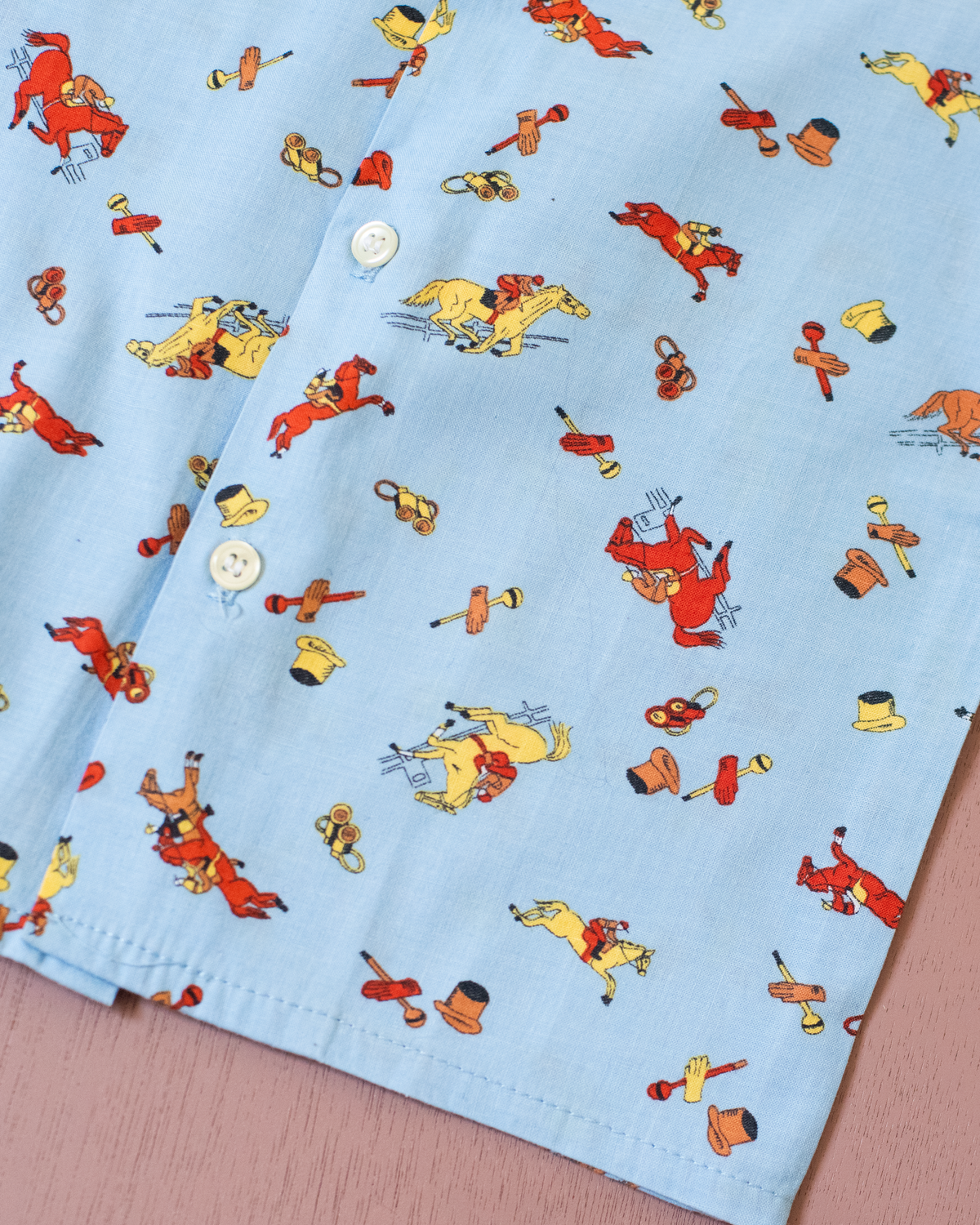 Sky blue button-down shirt with cowboy prints | 18-24 months