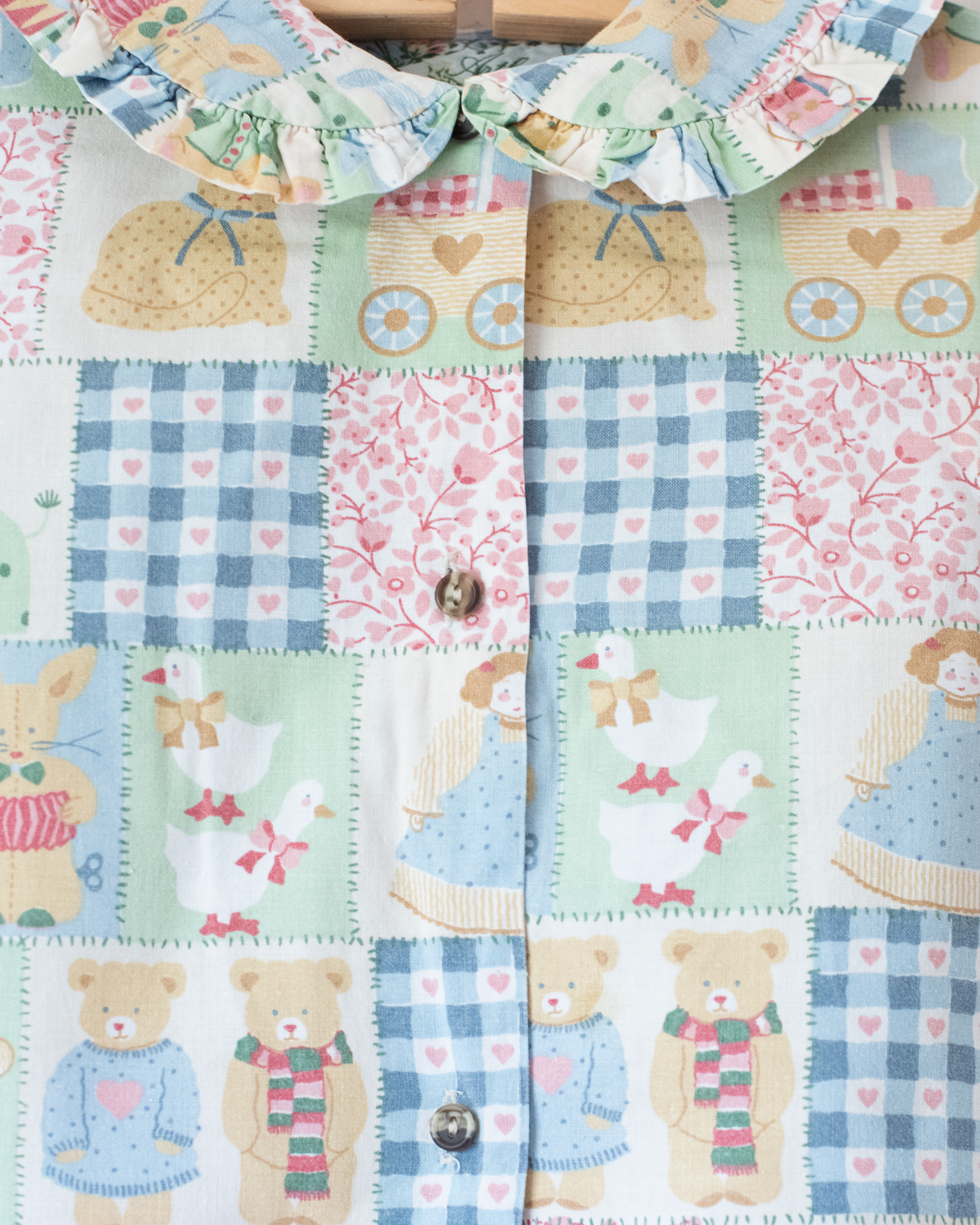 Nostalgic patchwork shirt in pastel colors | 4-5 years