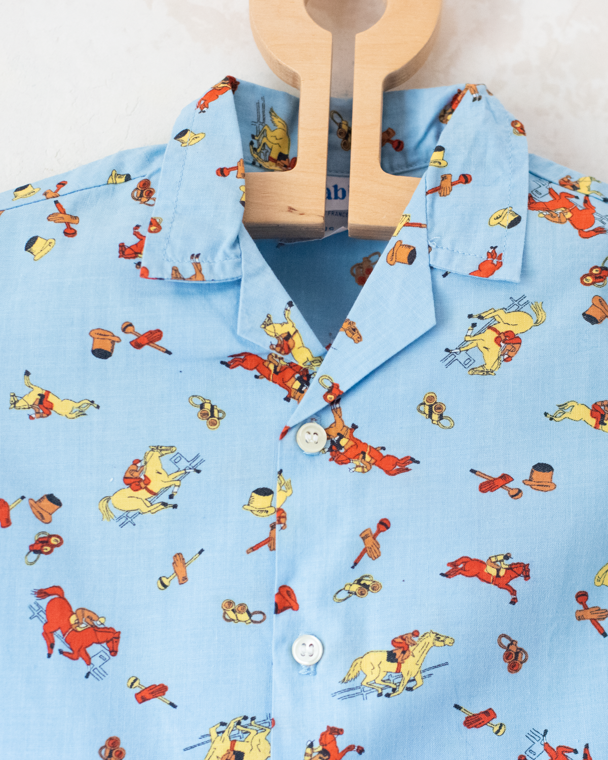 Sky blue button-down shirt with cowboy prints | 18-24 months