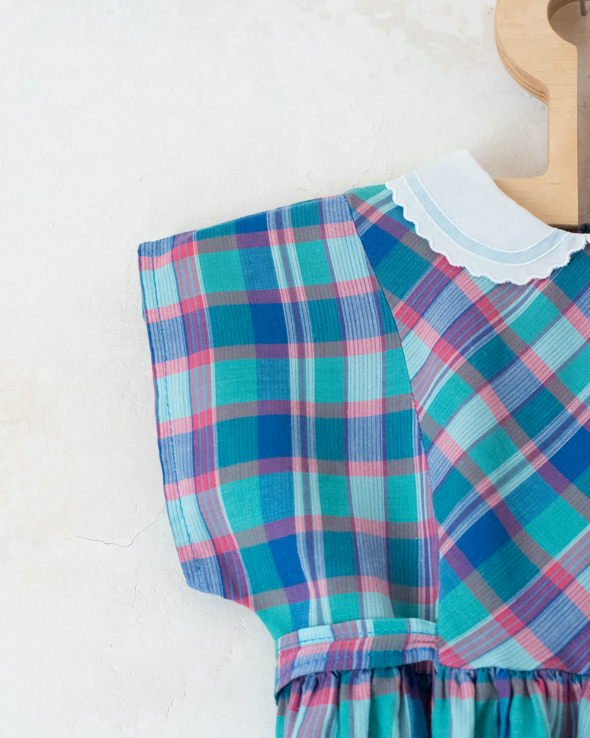 Colorful plaid dress with embroidered collar | 9-12 months