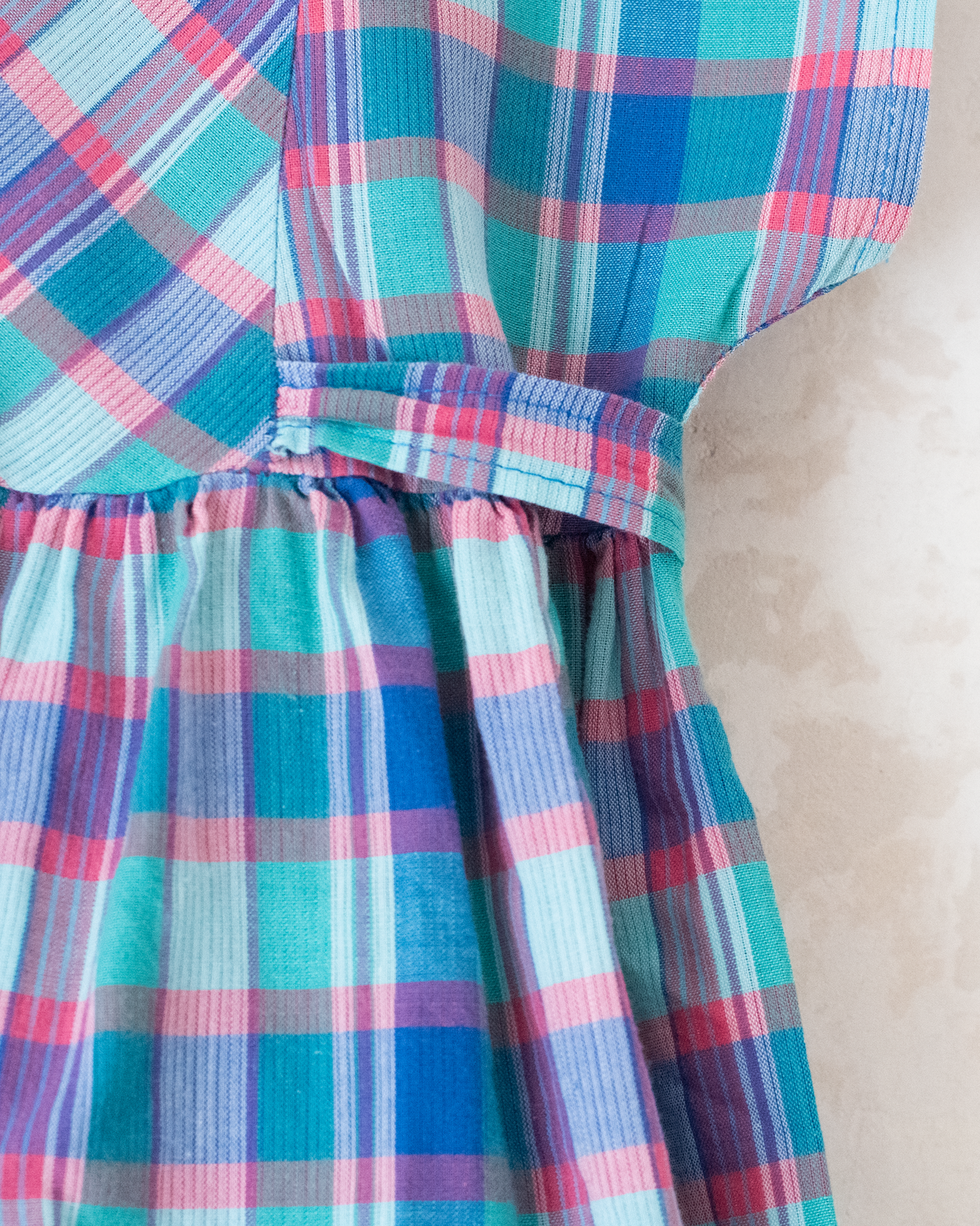Colorful plaid dress with embroidered collar | 9-12 months