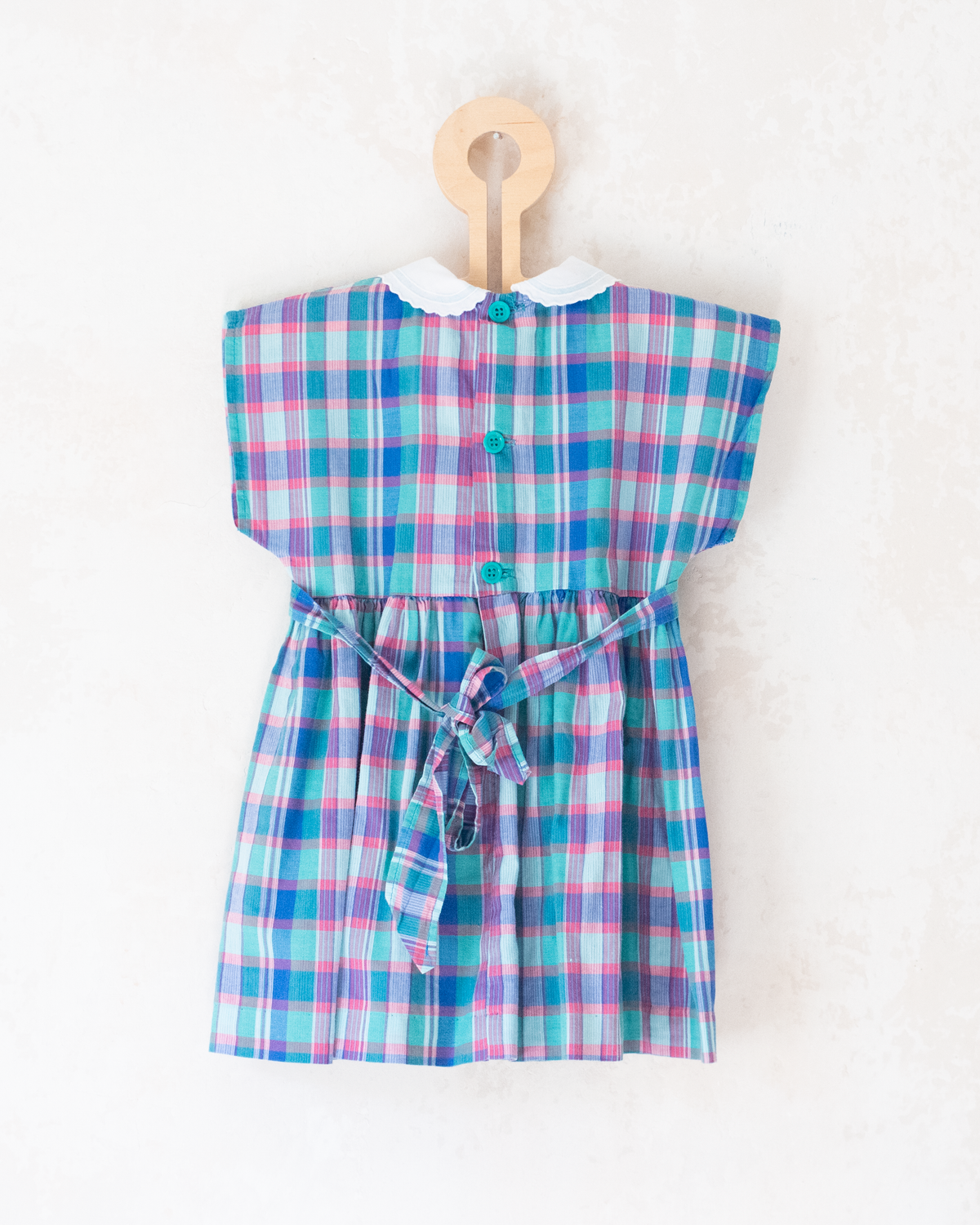 Colorful plaid dress with embroidered collar | 9-12 months