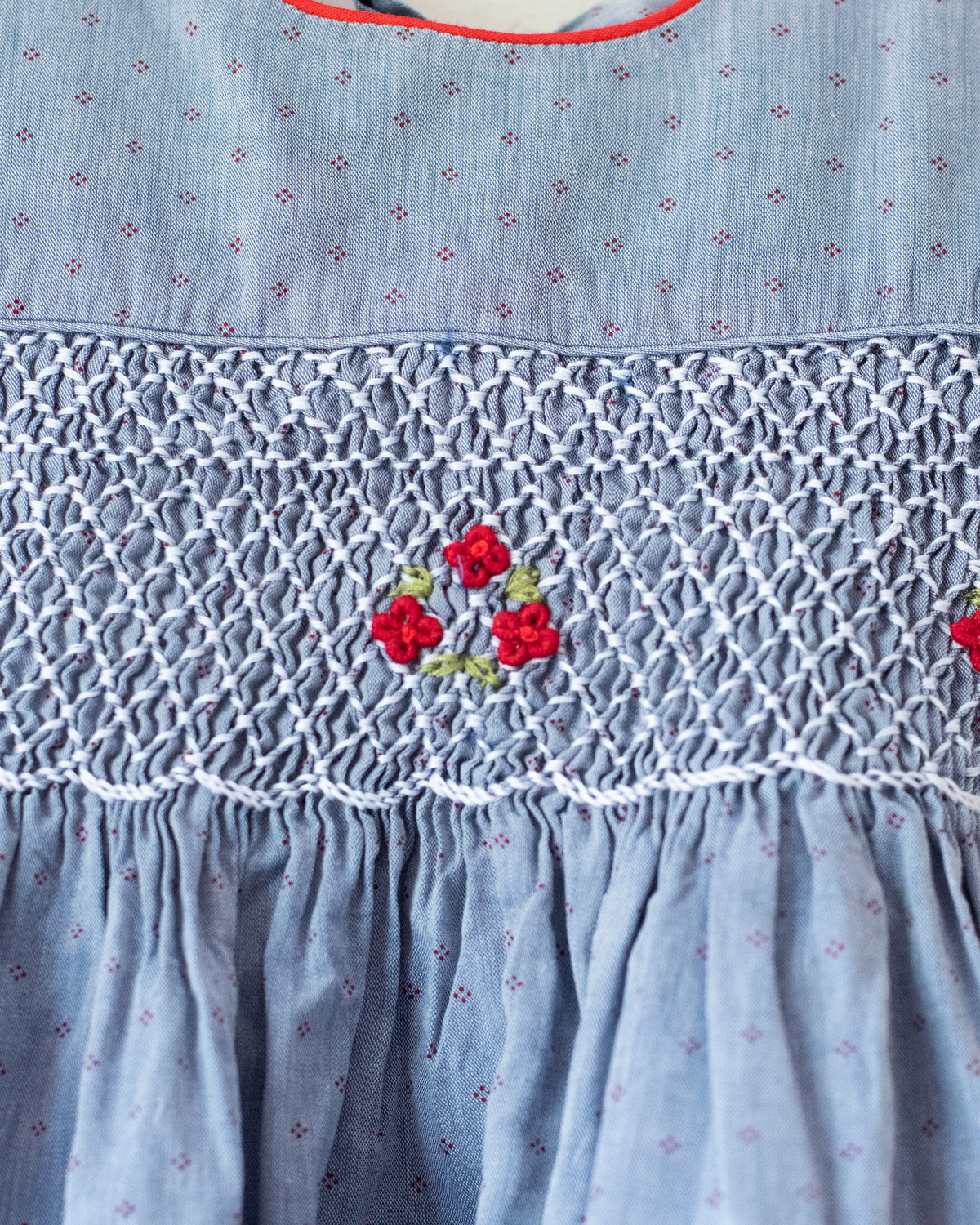 Gray and red dress with floral embroidery | 18-24 months