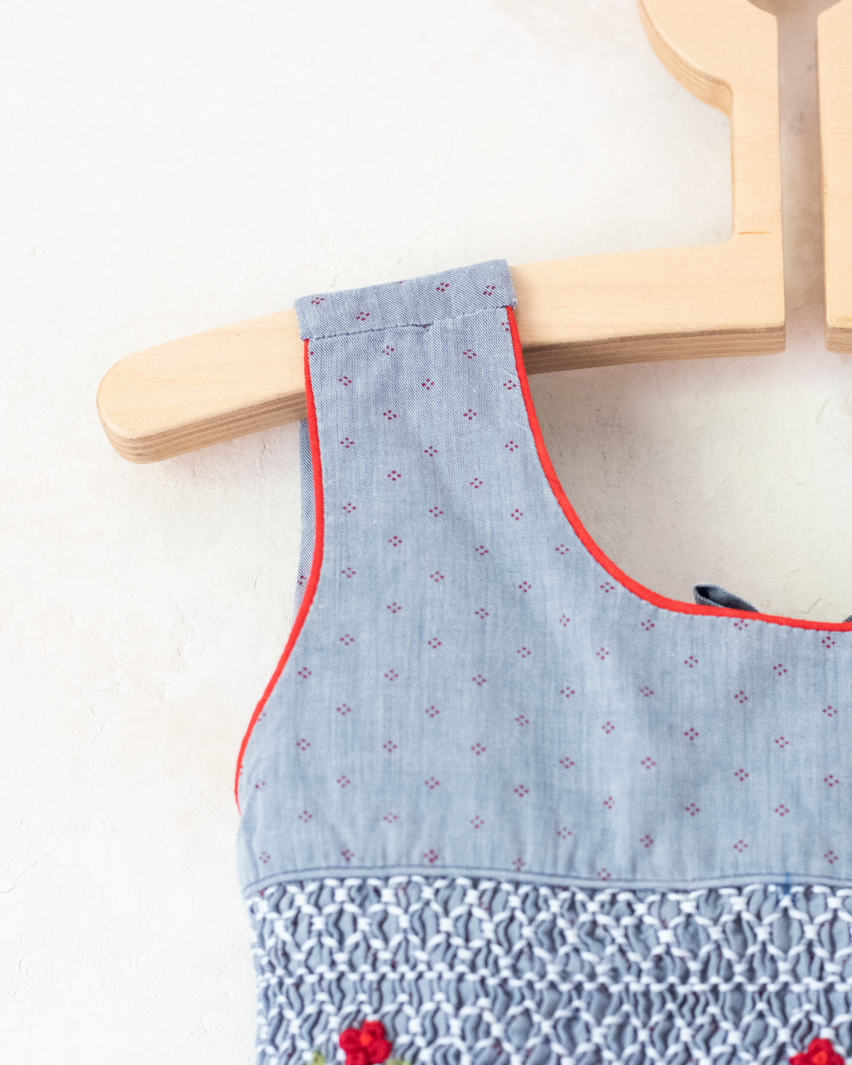 Gray and red dress with floral embroidery | 18-24 months