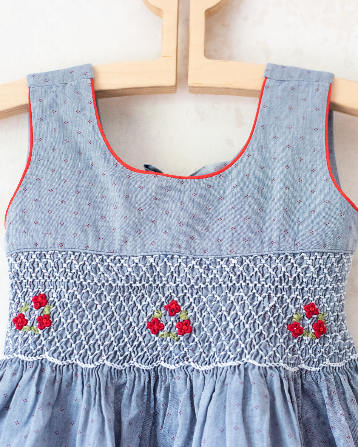 Gray and red dress with floral embroidery | 18-24 months