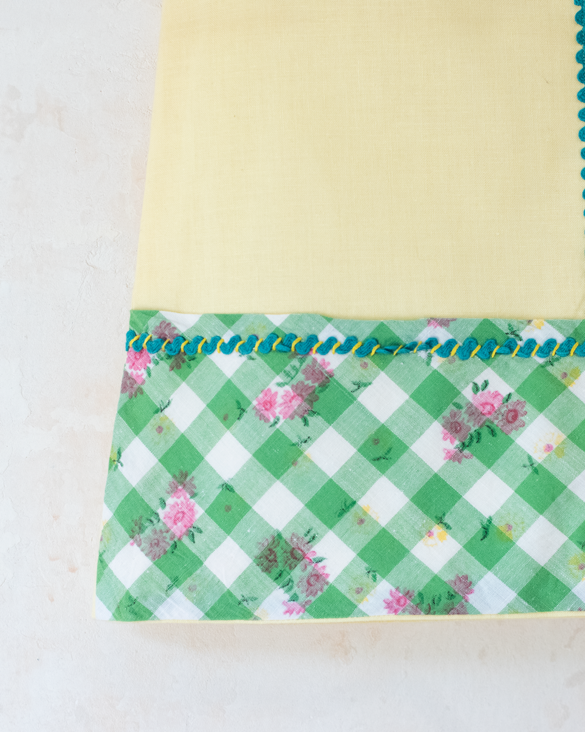 Yellow dress with checks and flowers | 9-12 months