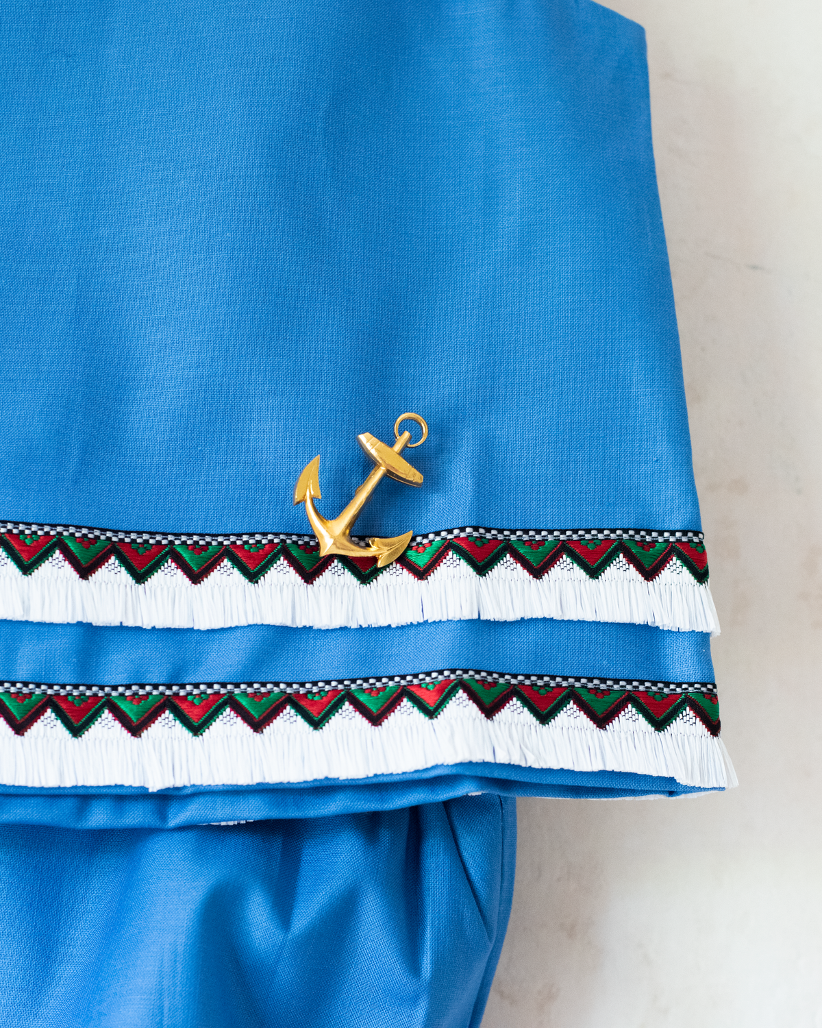 Light blue sailor set with gold anchor | Parisian dead stock from the sixties | 2-3 years