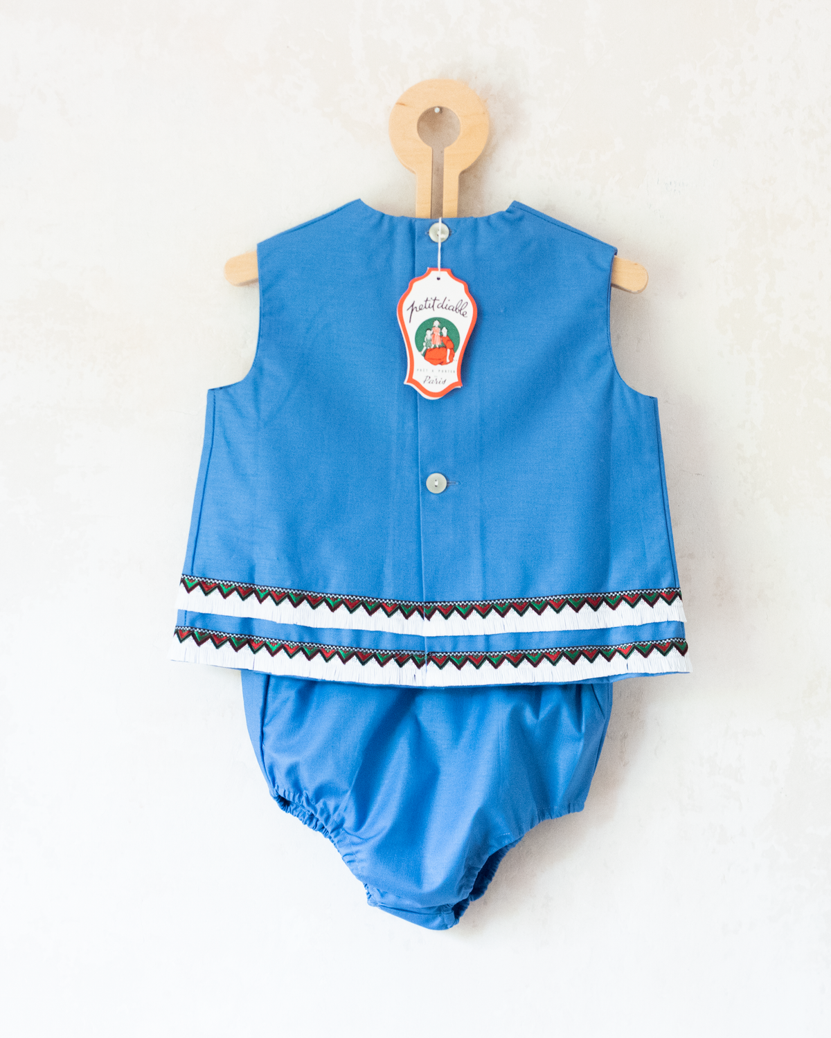 Light blue sailor set with gold anchor | Parisian dead stock from the sixties | 2-3 years