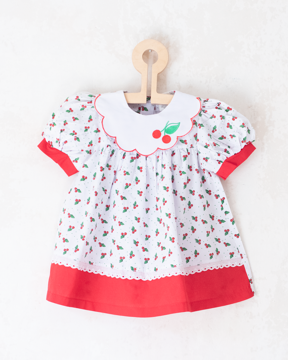 Cherry dress with wide collar | 9-12 months
