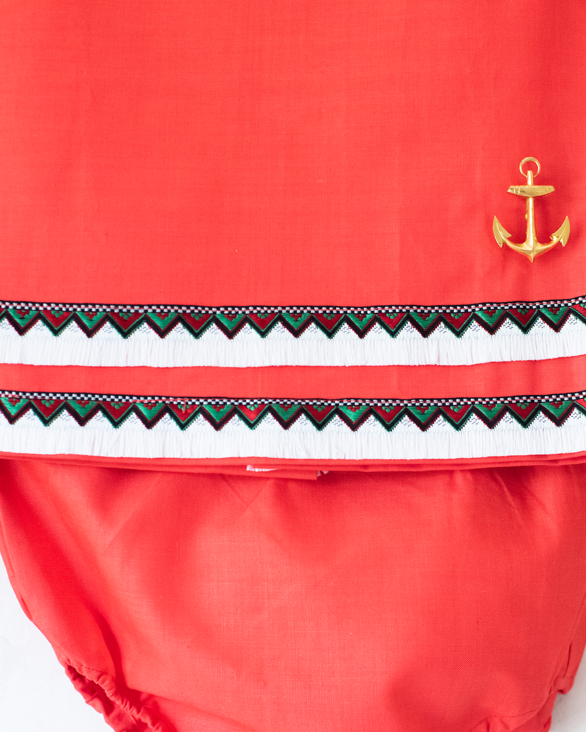 Red sailor set with gold anchor | Parisian deadstock from the sixties | 2-3 years