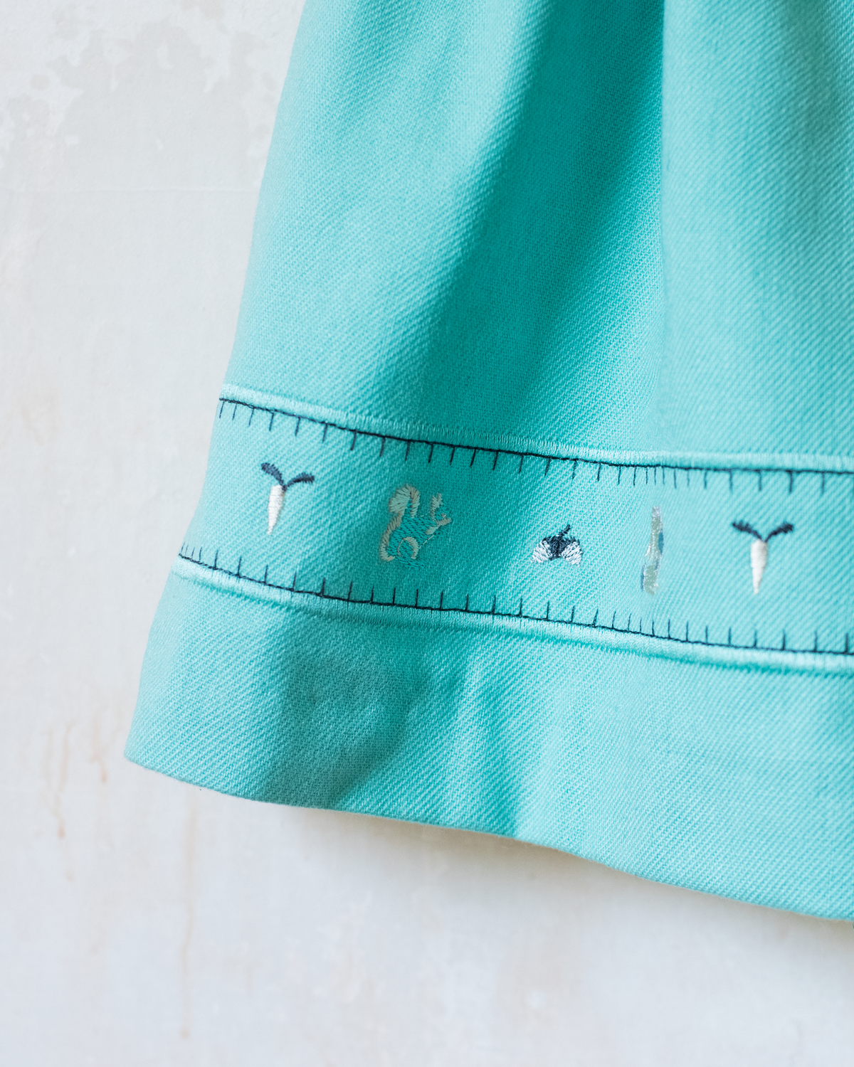 Turquoise sarafan with gold buttons | Dead stock from Italy | 6-7 years