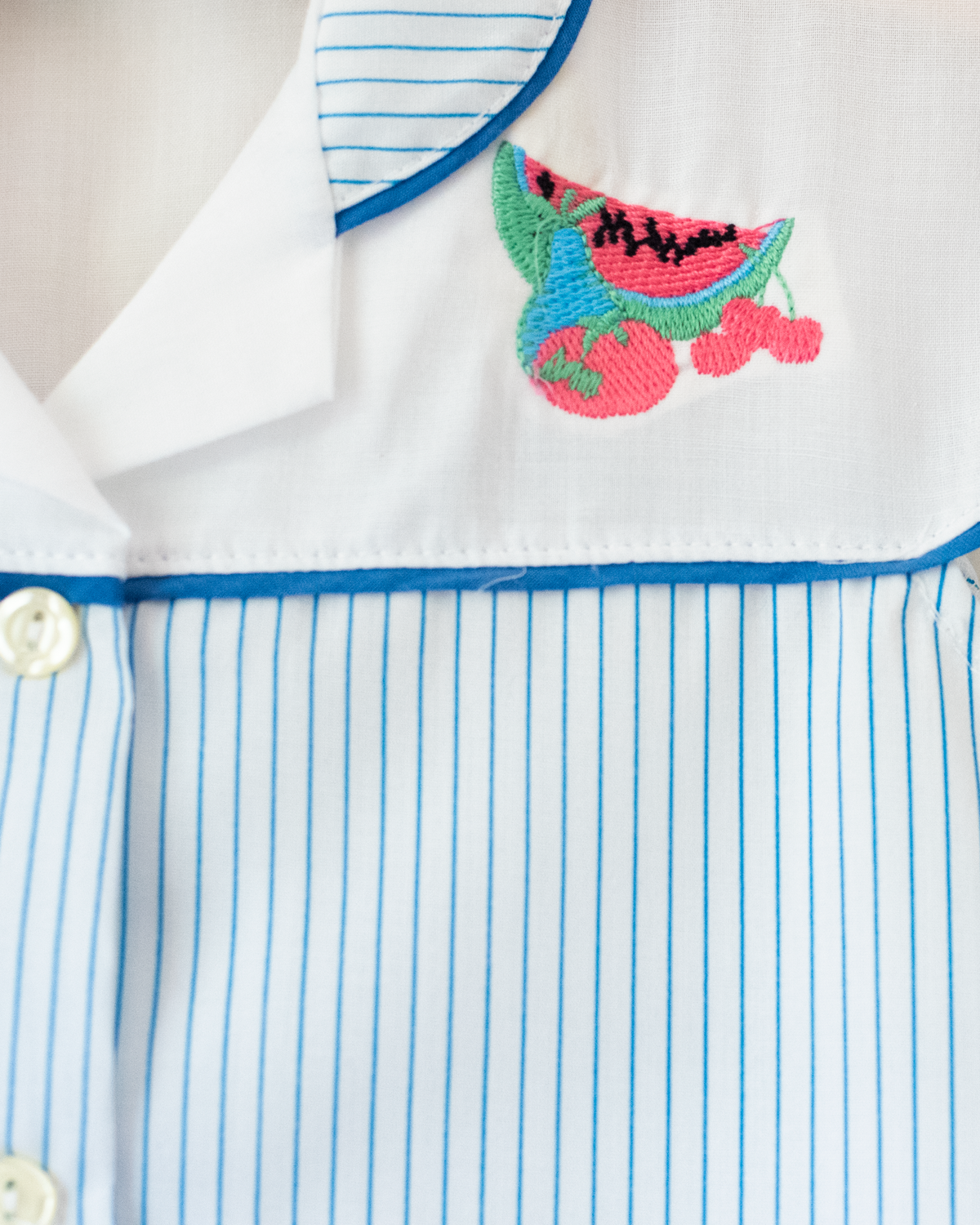 Tank top with stripes and embroidered watermelon | Spanish Deadstock | 6-7 years